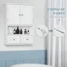 Armario de Pared para Baño Armario Colgante de Baño con 2 Puertas y 2 Cajones para Cocina 50,8x17,8x66 cm Blanco - Ogal.Es