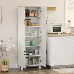 Alacena de Cocina Armario de Almacenaje Multifuncional con 4 Puertas y Estantes Ajustables 60x30x171 cm Blanco - Ogal.Es