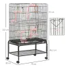 Jaula para Pájaros con Ruedas 79x49x133 cm Pajarera Metálico con 4 Comederos 3 Perchas Juguetes para Periquitos ... - Ogal.Es