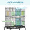 Jaula para Pájaros con Ruedas 79x49x133 cm Pajarera Metálico con 4 Comederos 3 Perchas Juguetes para Periquitos ... - Ogal.Es
