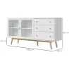 Aparador de Comedor con 2 Puertas de Cristal 3 Cajones y Patas de Madera de Caucho para Cocina Salón 160x40x80 c... - Ogal.Es