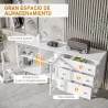 Aparador de Comedor con 2 Puertas de Cristal 3 Cajones y Patas de Madera de Caucho para Cocina Salón 160x40x80 c... - Ogal.Es