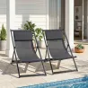 Conjunto de 2 Tumbonas Plegables de Aluminio con Respaldo Regulable en 5 Posiciones y Reposacabezas 60x100x85 cm... - Ogal.Es