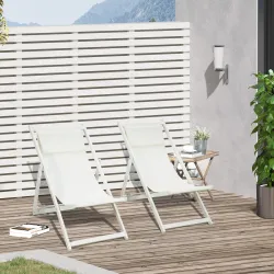 Conjunto de 2 Tumbonas Plegables de Aluminio con Respaldo Regulable en 5 Posiciones Reposacabezas 60x100x85 cm B... - Ogal.Es