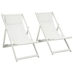 Conjunto de 2 Tumbonas Plegables de Aluminio con Respaldo Regulable en 5 Posiciones Reposacabezas 60x100x85 cm B... - Ogal.Es