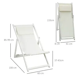Conjunto de 2 Tumbonas Plegables de Aluminio con Respaldo Regulable en 5 Posiciones Reposacabezas 60x100x85 cm B... - Ogal.Es