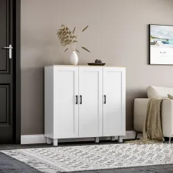 Aparador de Salón Mueble Buffet con 3 Puertas y Estantes Ajustables para Cocina Comedor Estilo Nórdico 90x30x90 ... - Ogal.Es