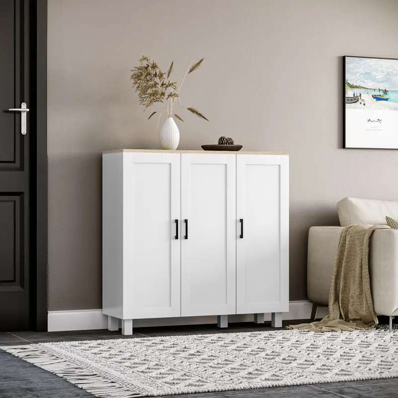 Aparador de Salón Mueble Buffet con 3 Puertas y Estantes Ajustables para Cocina Comedor Estilo Nórdico 90x30x90 ... - Ogal.Es
