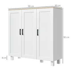 Aparador de Salón Mueble Buffet con 3 Puertas y Estantes Ajustables para Cocina Comedor Estilo Nórdico 90x30x90 ... - Ogal.Es