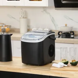 Máquina para Hacer Hielo 12 Kg en 24 Horas 9 Cubitos en 6-12 Minutos Depósito de Agua 1,3 L 22,2x29,4x29 cm Negro - Ogal.Es