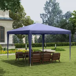 Carpa Desmontable 3x3 m Cenador Pabellón de Jardín con 4 Orificios de Drenaje y Marco de Metal para Terraza Pati... - Ogal.Es
