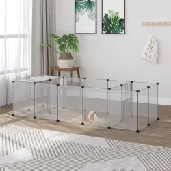 Valla para Mascotas DIY con 20 Paneles Parque para Animales Pequeños Jaula Modular para Cobayas 175x70x45 cm Blanco - Ogal.Es