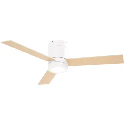 Ventilador de Techo Motor AC 48W con Luz LED Mando a Distancia 3 Velocidades y 3 Aspas de Madera Ø112x25 cm Blanco - Ogal.Es