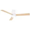 Ventilador de Techo Motor AC 48W con Luz LED Mando a Distancia 3 Velocidades y 3 Aspas de Madera Ø112x25 cm Blanco - Ogal.Es