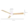 Ventilador de Techo Motor AC 48W con Luz LED Mando a Distancia 3 Velocidades y 3 Aspas de Madera Ø112x25 cm Blanco - Ogal.Es