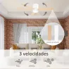 Ventilador de Techo Motor AC 48W con Luz LED Mando a Distancia 3 Velocidades y 3 Aspas de Madera Ø112x25 cm Blanco - Ogal.Es