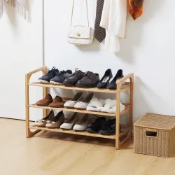 Zapatero de Bambú de 3 Niveles Estante Zapatero Estantería para 9 Pares de Zapatos para Entrada 76x33x51 cm Natural - Ogal.Es