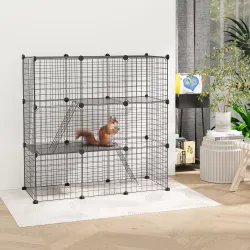 Jaula para Animales Pequeños de 31 Paneles Parque para Mascotas para Gatitos Conejos Chinchillas 105x45x105 cm N... - Ogal.Es