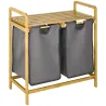 Cesto de Ropa Sucia de Bambú Cesto para la Colada con 2 Bolsas Extraíbles y Estante para Baño 63,5x33x73 cm Natu... - Ogal.Es