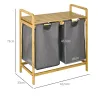 Cesto de Ropa Sucia de Bambú Cesto para la Colada con 2 Bolsas Extraíbles y Estante para Baño 63,5x33x73 cm Natu... - Ogal.Es