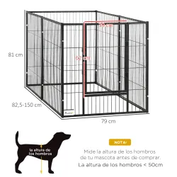 Parque para Perros de 6 Paneles Ajustable Valla Metálica para Mascotas con Marco de Acero 82,5-150x79x81 cm Negro - Ogal.Es
