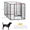 Parque para Perros de 6 Paneles Ajustable Valla Metálica para Mascotas con Marco de Acero 82,5-150x79x81 cm Negro - Ogal.Es