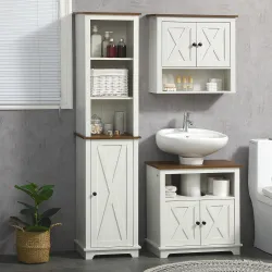 Armario de Pared para Baño Mueble de Baño Colgar con 2 Puertas y Estantes de Almacenamiento 60x19,5x52,5 cm Blanco - Ogal.Es