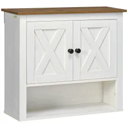 Armario de Pared para Baño Mueble de Baño Colgar con 2 Puertas y Estantes de Almacenamiento 60x19,5x52,5 cm Blanco - Ogal.Es