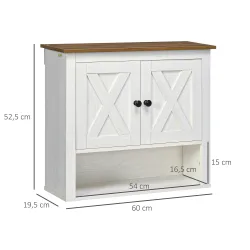 Armario de Pared para Baño Mueble de Baño Colgar con 2 Puertas y Estantes de Almacenamiento 60x19,5x52,5 cm Blanco - Ogal.Es