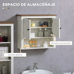 Armario de Pared para Baño Mueble de Baño Colgar con 2 Puertas y Estantes de Almacenamiento 60x19,5x52,5 cm Blanco - Ogal.Es