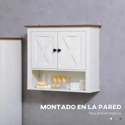 Armario de Pared para Baño Mueble de Baño Colgar con 2 Puertas y Estantes de Almacenamiento 60x19,5x52,5 cm Blanco - Ogal.Es