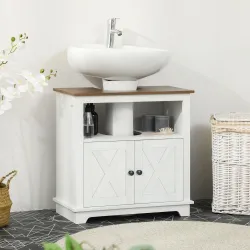 Mueble para Debajo del Lavabo de Madera Armario de Baño de Suelo Mueble Bajo Lavabo Pie con 2 Puertas 60x30x60 c... - Ogal.Es