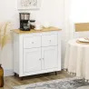 Aparador Compacto de Cocina Buffet Auxiliar de Comedor con Puertas y Cajones para Salón Entrada 78x35x80 cm Blanco - Ogal.Es