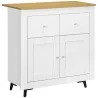 Aparador Compacto de Cocina Buffet Auxiliar de Comedor con Puertas y Cajones para Salón Entrada 78x35x80 cm Blanco - Ogal.Es