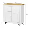 Aparador Compacto de Cocina Buffet Auxiliar de Comedor con Puertas y Cajones para Salón Entrada 78x35x80 cm Blanco - Ogal.Es