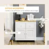 Aparador Compacto de Cocina Buffet Auxiliar de Comedor con Puertas y Cajones para Salón Entrada 78x35x80 cm Blanco - Ogal.Es