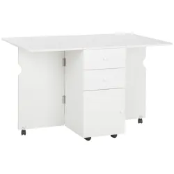 Mesa de Comedor Plegable Alas Abatibles con Ruedas y 2 Cajones Mesa de Cocina Pequeña Estilo Moderno 120x80x75 c... - Ogal.Es