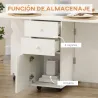 Mesa de Comedor Plegable Alas Abatibles con Ruedas y 2 Cajones Mesa de Cocina Pequeña Estilo Moderno 120x80x75 c... - Ogal.Es