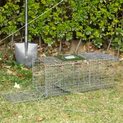 Trampa para Animales Vivos Plegable 66x24x30,5 cm Jaula de Captura de Alambre con Puerta y Asa para Conejos Plata - Ogal.Es