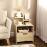 Mesita de Noche Mesilla de Noche Moderna con Cajón y Estantes de Almacenamiento para Salón Dormitorio 45x35x73cm... - Ogal.Es
