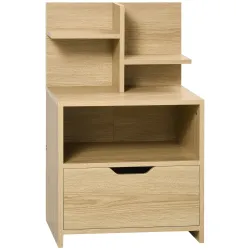 Mesita de Noche Mesilla de Noche Moderna con Cajón y Estantes de Almacenamiento para Salón Dormitorio 45x35x73cm... - Ogal.Es