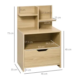 Mesita de Noche Mesilla de Noche Moderna con Cajón y Estantes de Almacenamiento para Salón Dormitorio 45x35x73cm... - Ogal.Es