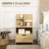 Mesita de Noche Mesilla de Noche Moderna con Cajón y Estantes de Almacenamiento para Salón Dormitorio 45x35x73cm... - Ogal.Es