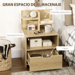 Mesita de Noche Mesilla de Noche Moderna con Cajón y Estantes de Almacenamiento para Salón Dormitorio 45x35x73cm... - Ogal.Es