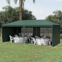 Carpa de Jardín 6x3m con 4 Paredes Laterales y 2 Ventanas Visibles Cenador Gazebo de Exterior para Fiestas Event... - Ogal.Es