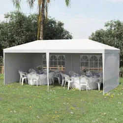 Carpa de Jardín 6x3m con 4 Paredes Laterales 2 Ventanas Visibles Cenador Gazebo de Exterior para Fiestas Eventos... - Ogal.Es