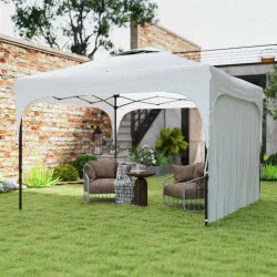 Cenador de Jardín 3x3 m con Altura Ajustable 1 Pared Lateral Impermeable 4 Bolsas de Arena y Bolsa de Transporte... - Ogal.Es