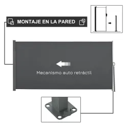 Toldo Lateral Retráctil 300x160 cm Pantalla Enrollable Mampara de Privacidad y Protección Solar para Balcón Terr... - Ogal.Es