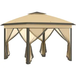 Carpa Plegable 3,3x3,3 m con Altura Ajustable Doble Techo 4 Mosquiteras Extraíbles y Bolsa de Transporte Anti-UV... - Ogal.Es