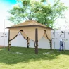 Carpa Plegable 3,3x3,3 m con Altura Ajustable Doble Techo 4 Mosquiteras Extraíbles y Bolsa de Transporte Anti-UV... - Ogal.Es